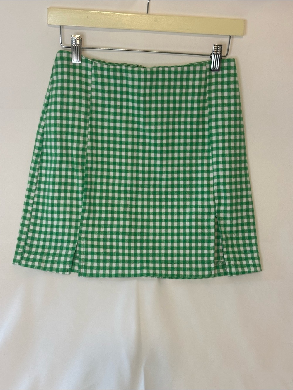 love on a hanger Green and White Gingham Mini Skirt